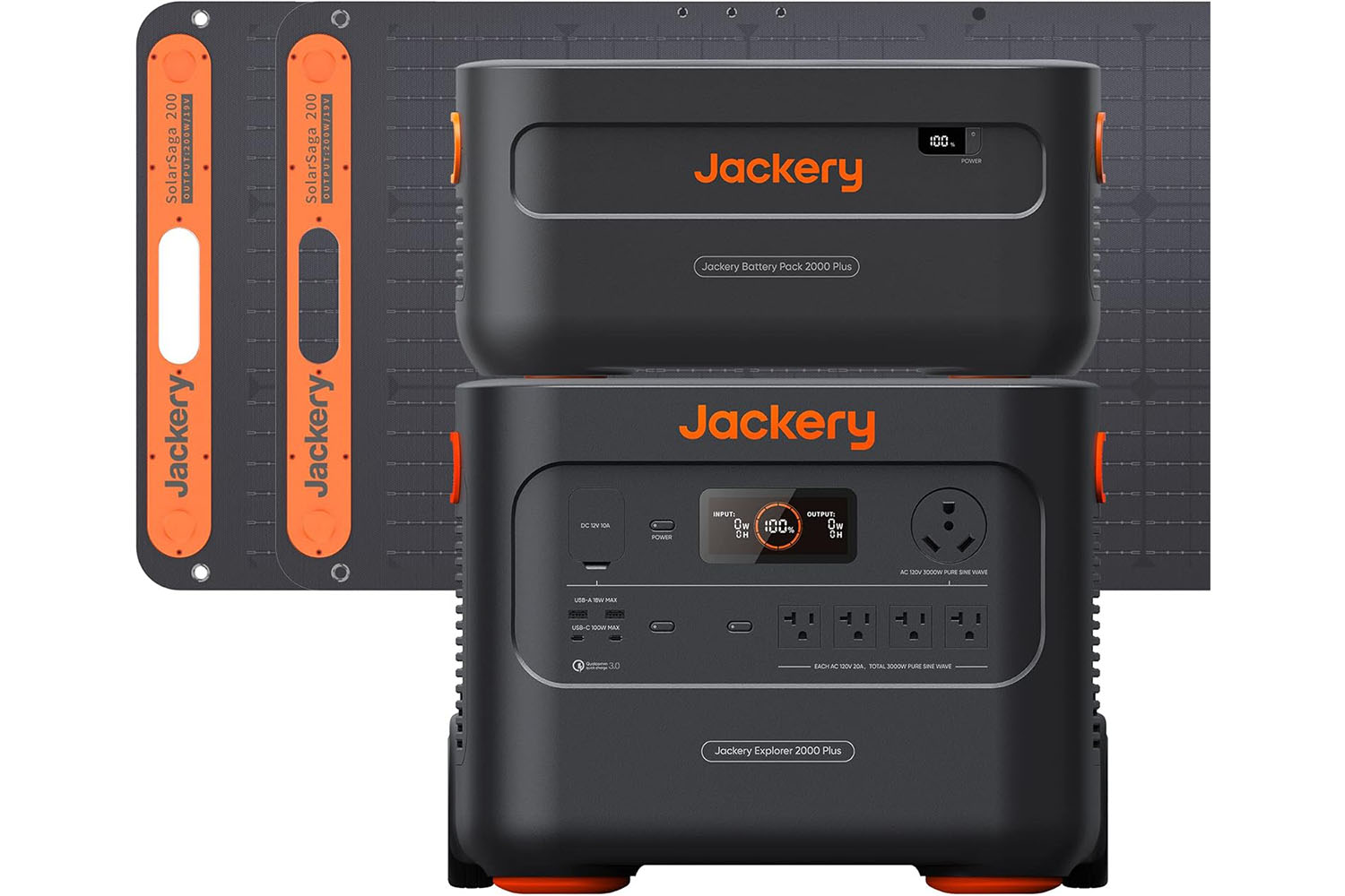 Le kit Jackery Solar Generator 4000 sur fond blanc.