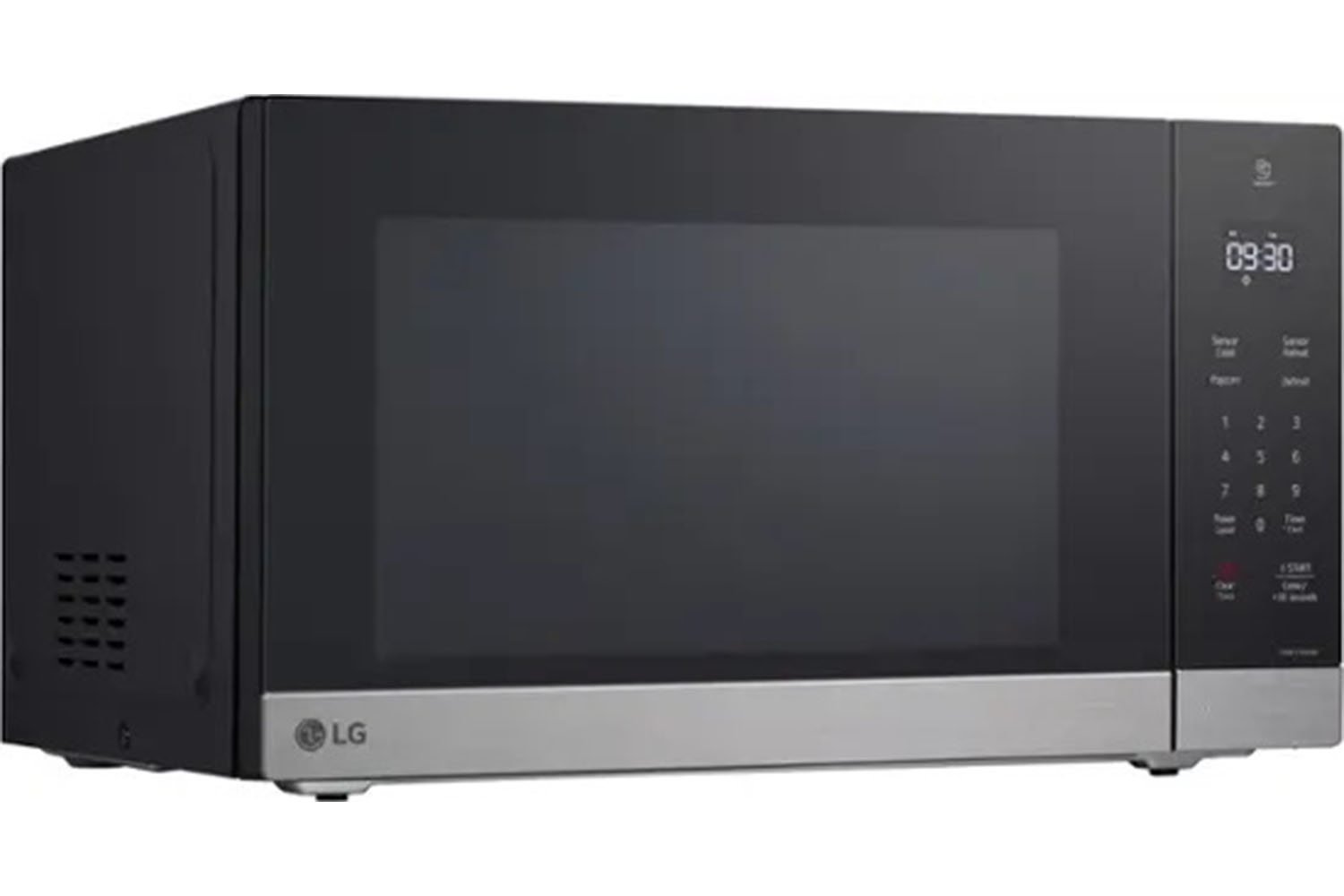 The LG 1.5 cubic feet Countertop Microwave on a white abckground.