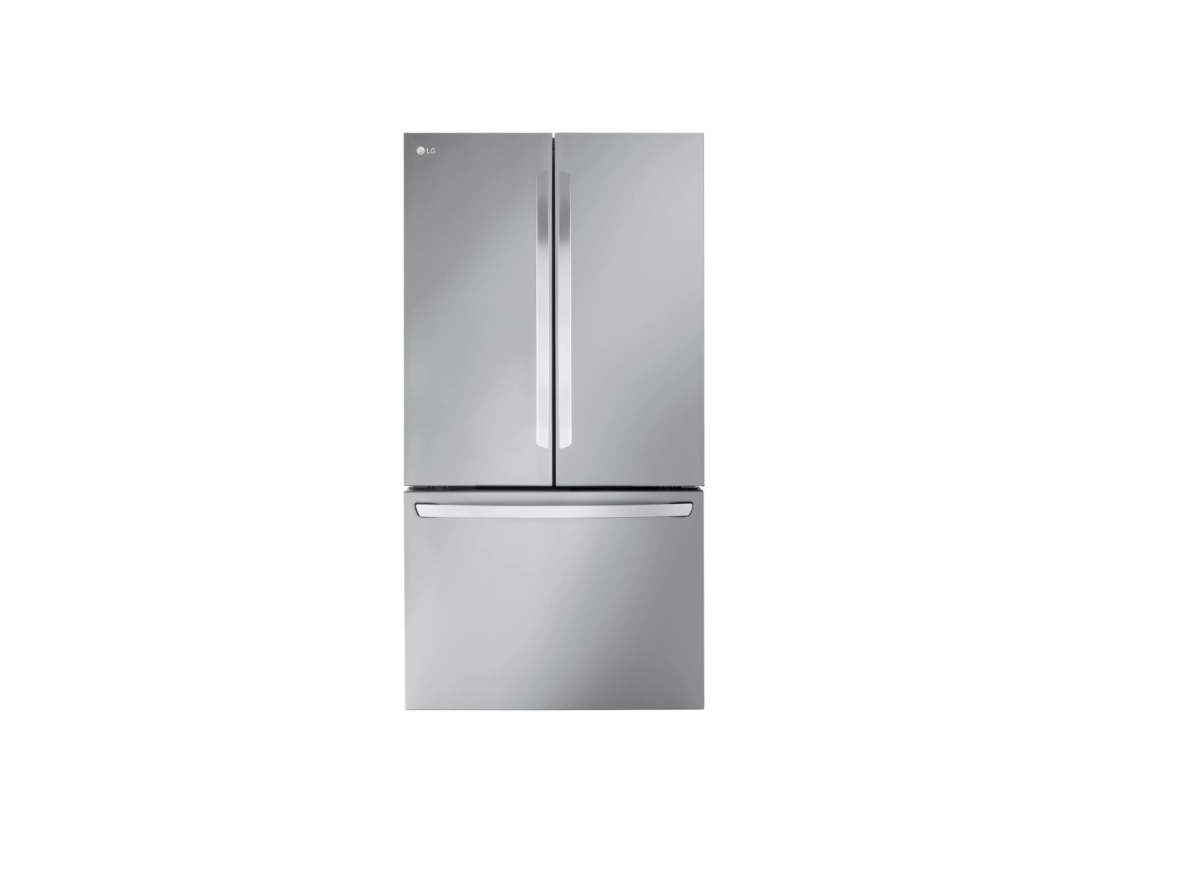 LG's Counter-Depth Max French Door Smart Refrigerator in a front view with doors closed.