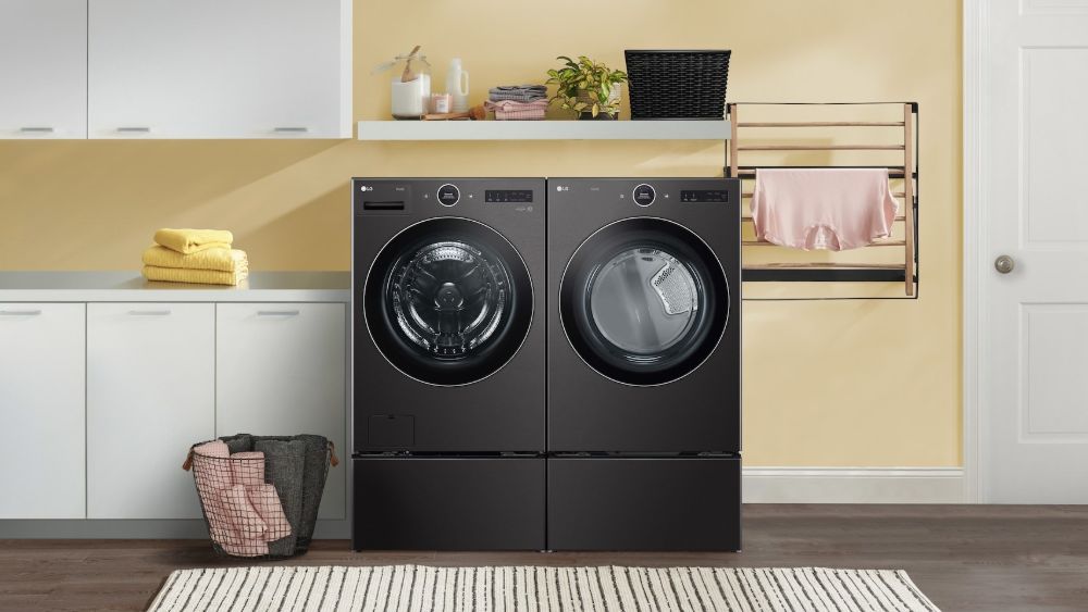 The LG Smart Washer and Dryer side by side.