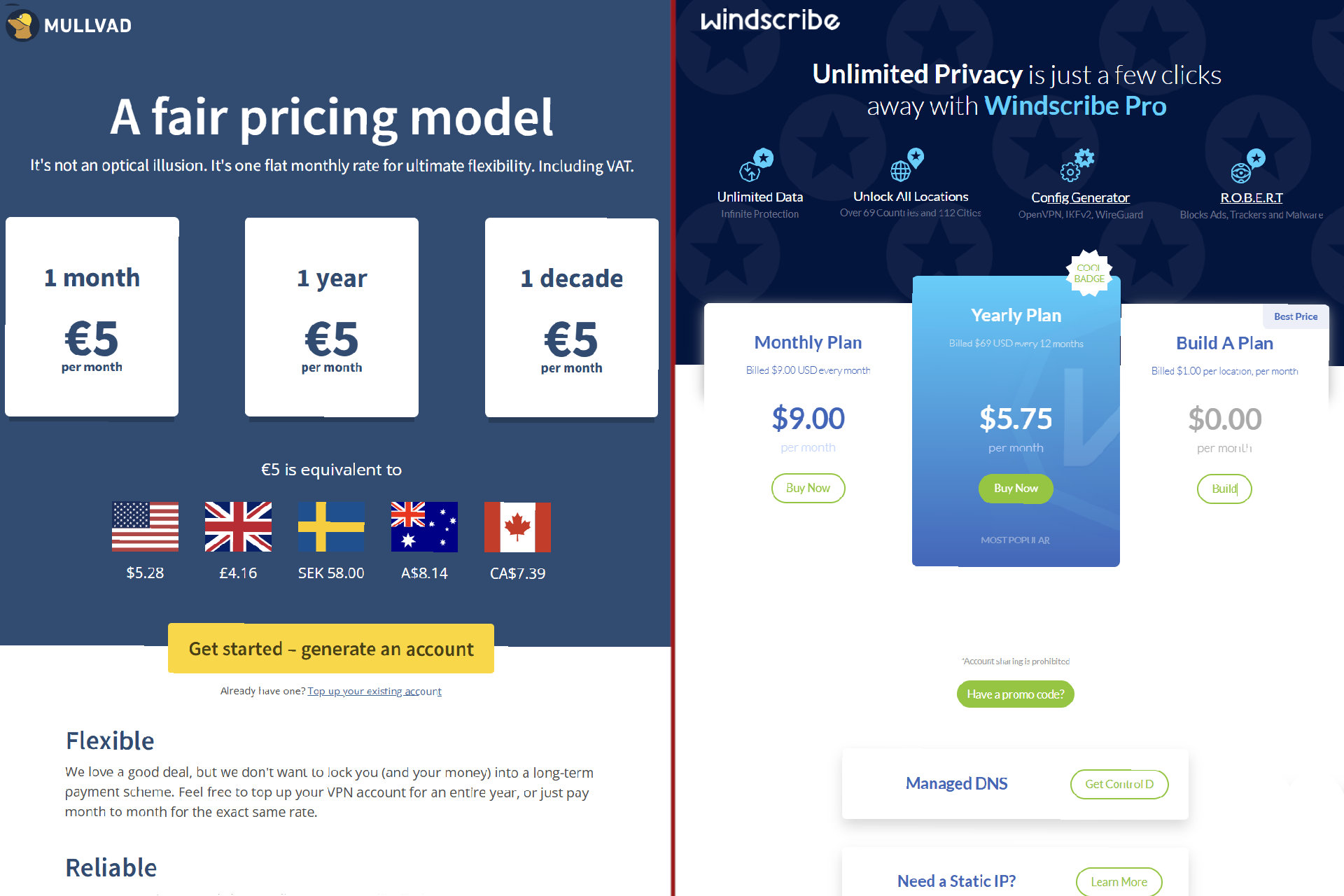 Mullvad vs. Windscribe: best VPN for monthly service