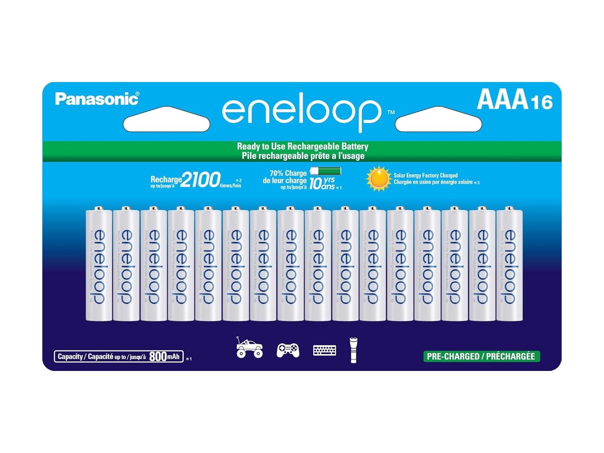 The Panasonic Eneloop AAA 16-pack against a white background.