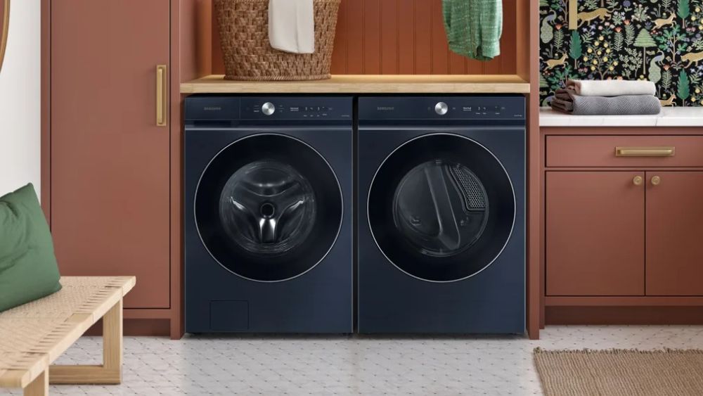 The Samsung Smart Washer and Dryer side by side.