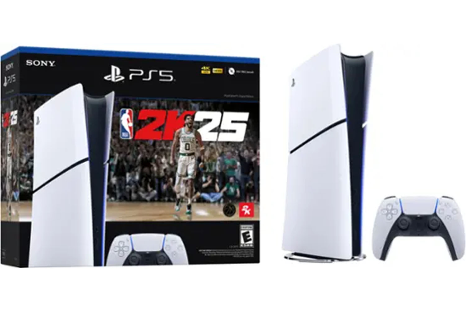 Комплект Sony PlayStation 5 Slim Digital Edition NBA 2K25 на белом фоне.