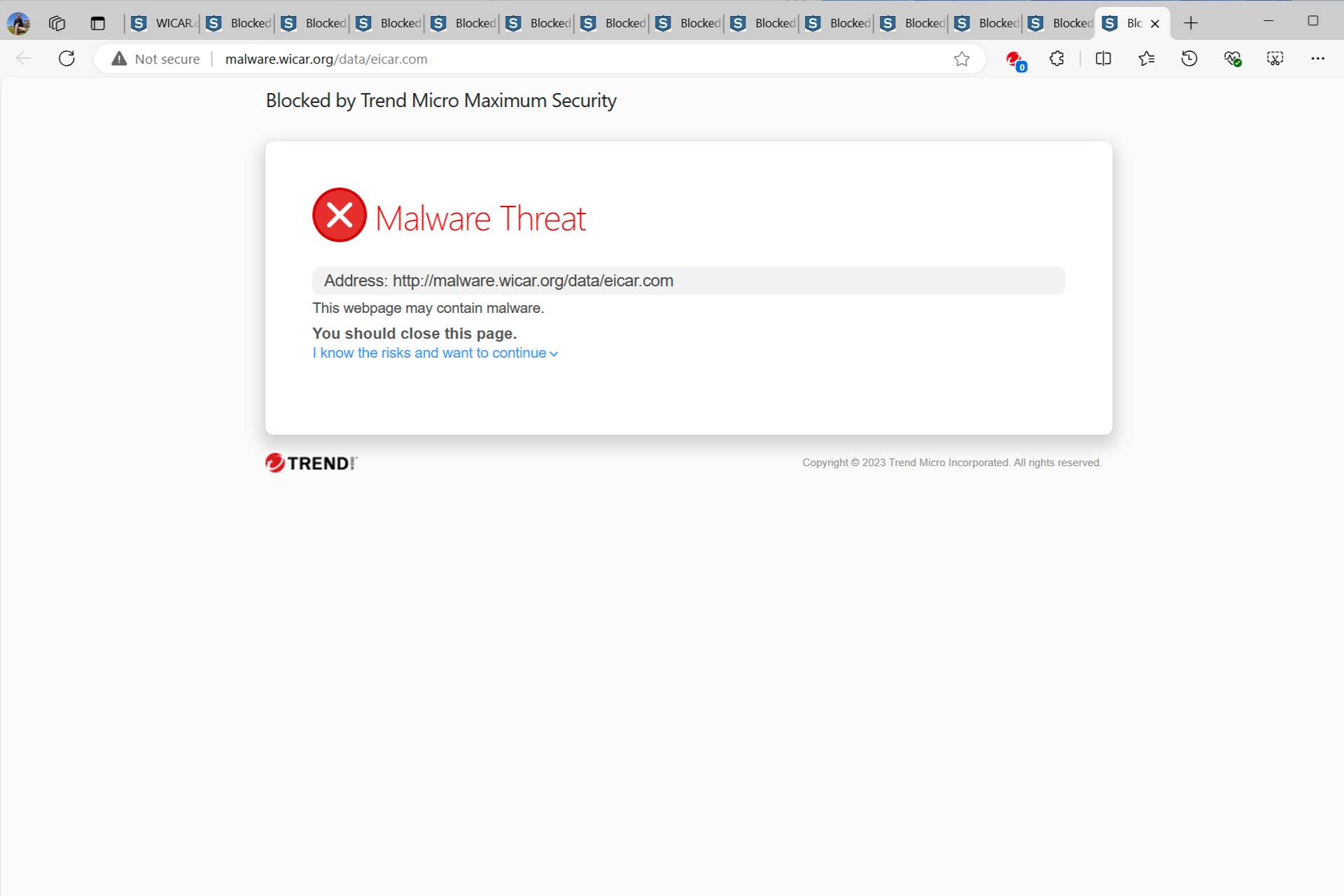 Trend Micro a bloqué tous les tests de malware de Wicar.