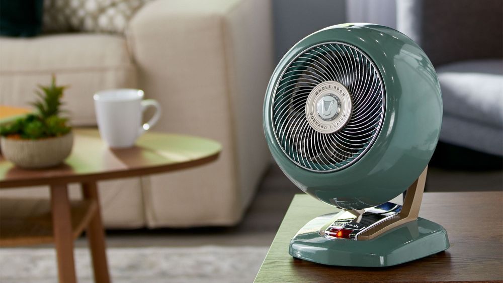 A Vornado heater on a table.