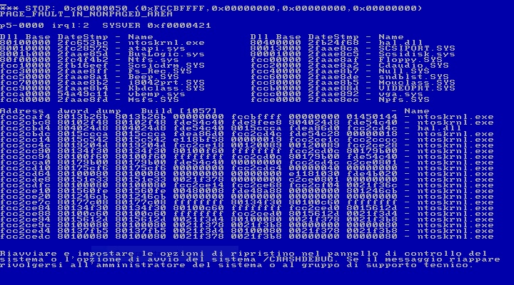 A Blue Screen of Death error in Windows NT 3.51.