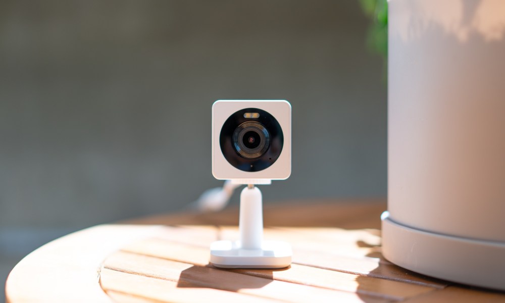 Wyze Cam OG on shelf used to watch over home -- Black Friday deals