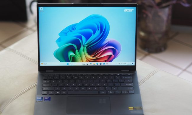 Acer Swift 14 AI front view showing display and keyboard.