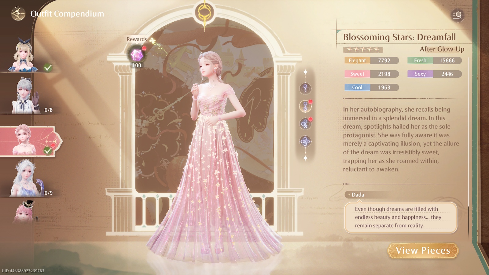 Roupa de compêndio em Infinity Nikki.