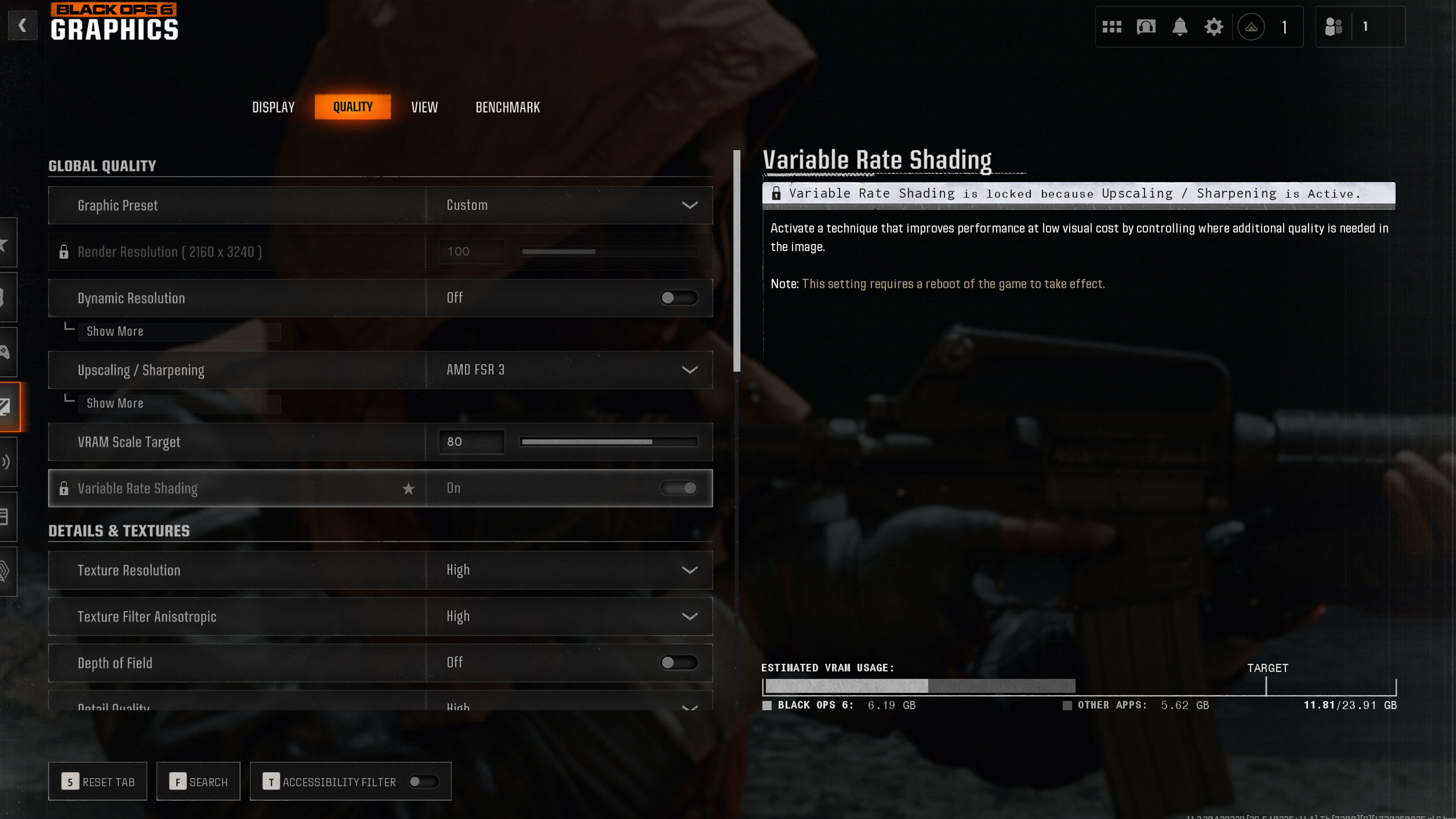 Black Ops 6 settings.