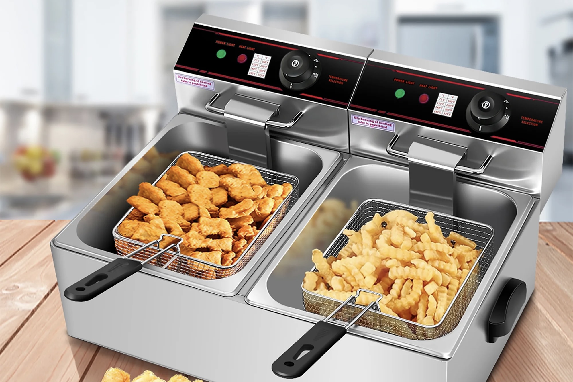 The Costway 3400W Dual Basket Deep Fryer.