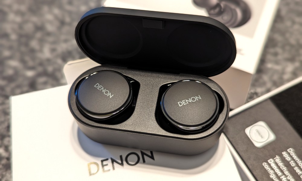 The Denon Perl Pro wireless earbuds.