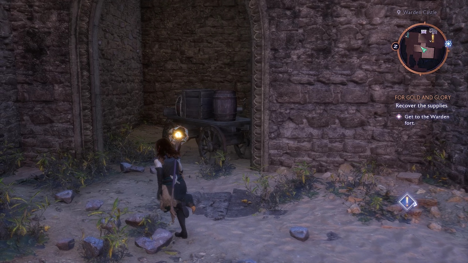 Dragon Age: The Veilguard wheelbarrow blocking an entrance.