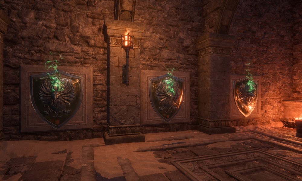 The Warden Vault's three shield locks in Dragon Age: The Veilguard.