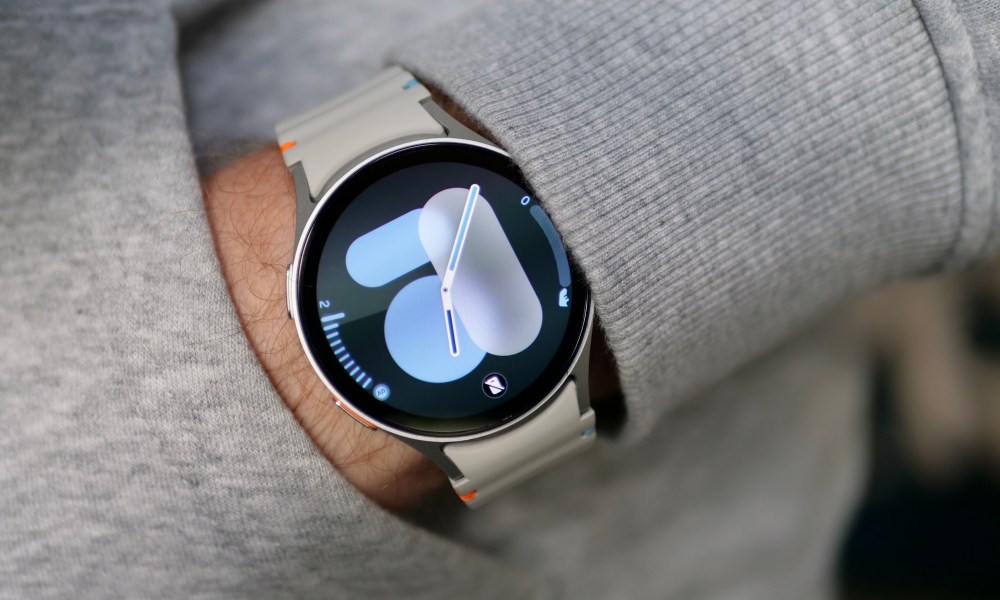 A person wearing the 44mm Samsung Galaxy Watch 7.