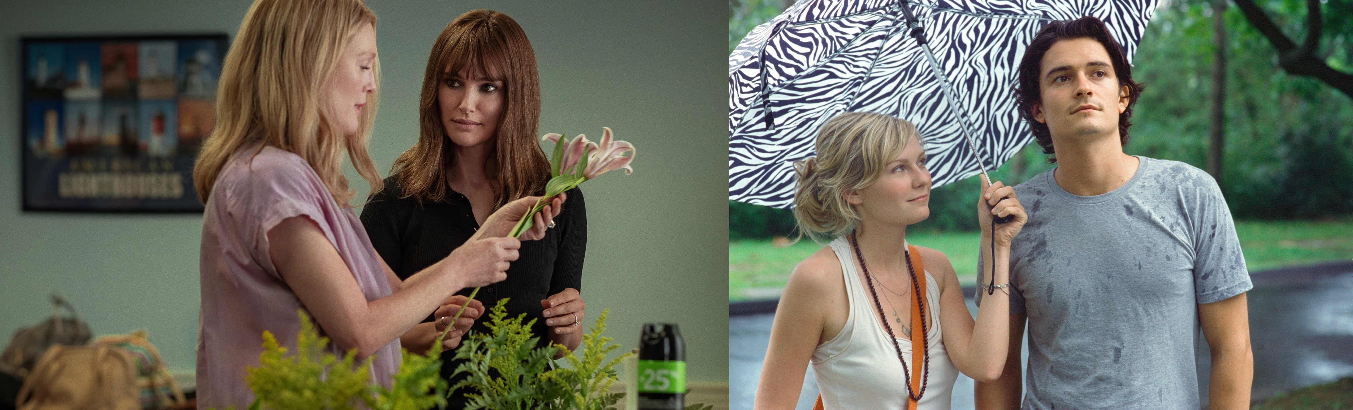 Julianne Moore e Natalie Portman em maio e dezembro, e Kirsten Dunst e Orlando Bloom em Elizabethtown.