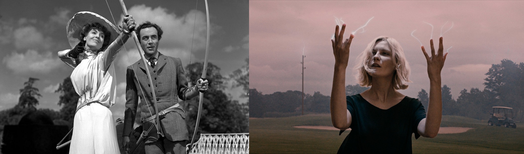 Valerie Hobson und Dennis Price in Kind Hearts and Coronets und Kirsten Dunst in Melancholia.