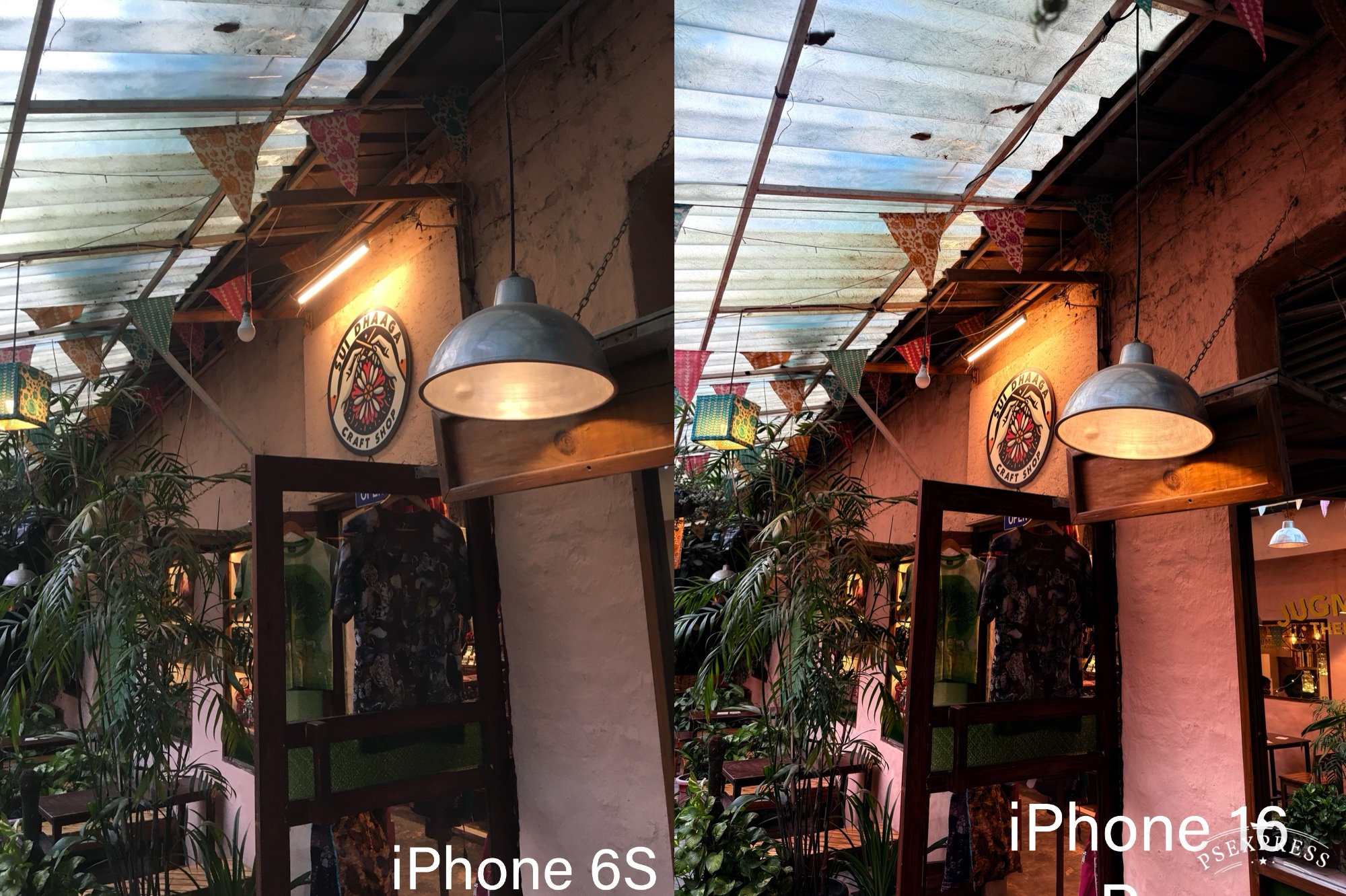 Comparación de fotos tomadas con iPhone. 16 Pro y iPhone 6S en un callejón.