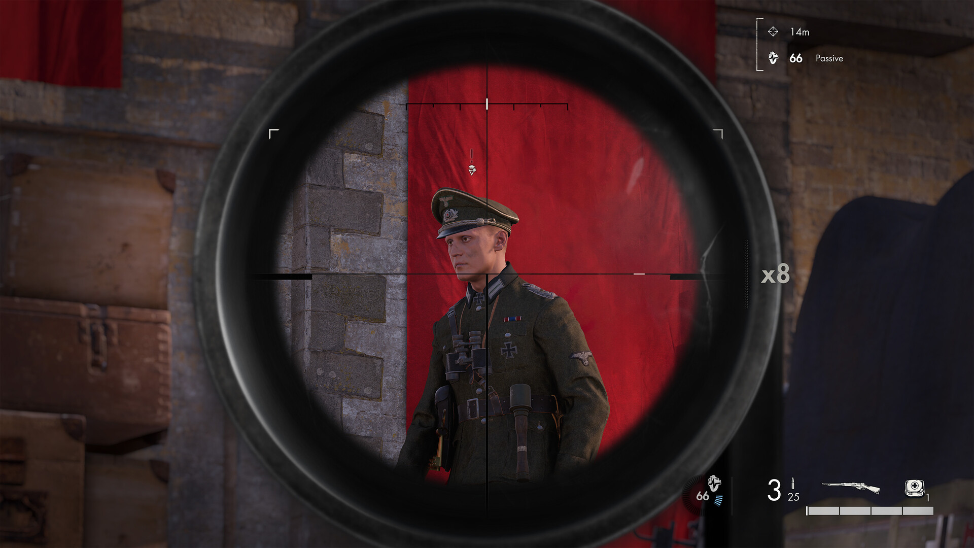 Un nazi aparece con una mira de francotirador en Sniper Elite: Resistance.