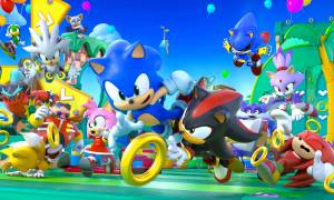 Sonic and Shadow fight over a ring in Sonic Rumble.