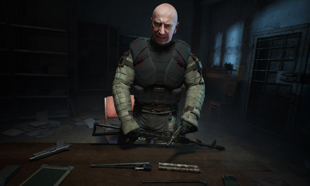 A soldier with a broken gun in Stalker 2.