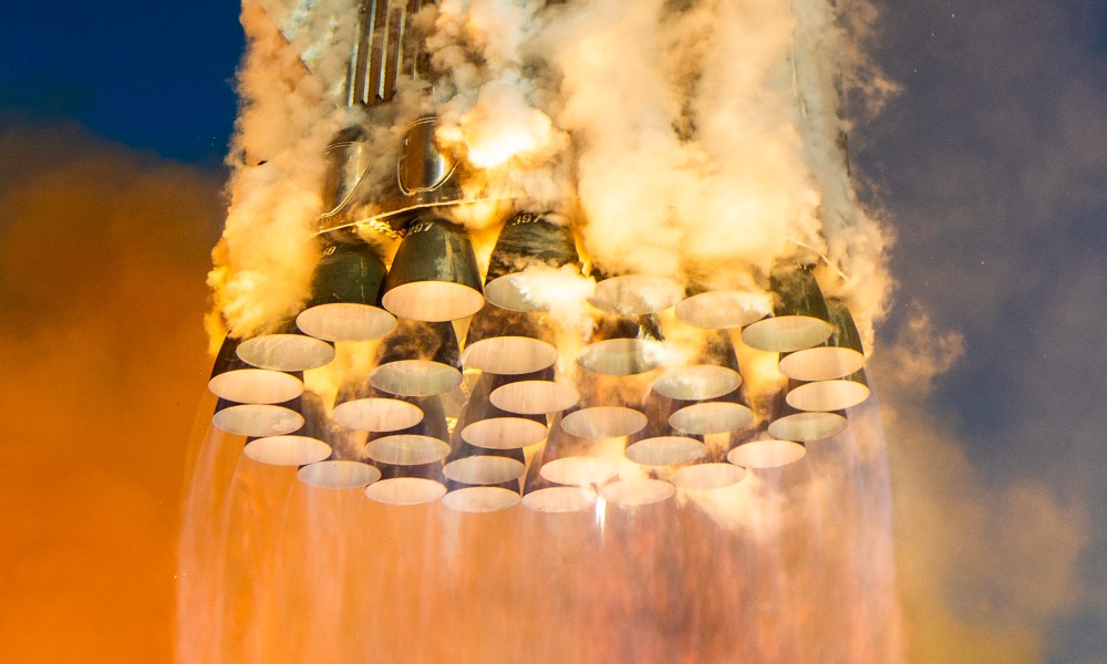 The Super Heavy booster's Raptor engines powering the Starship's launch on November 19, 2024.