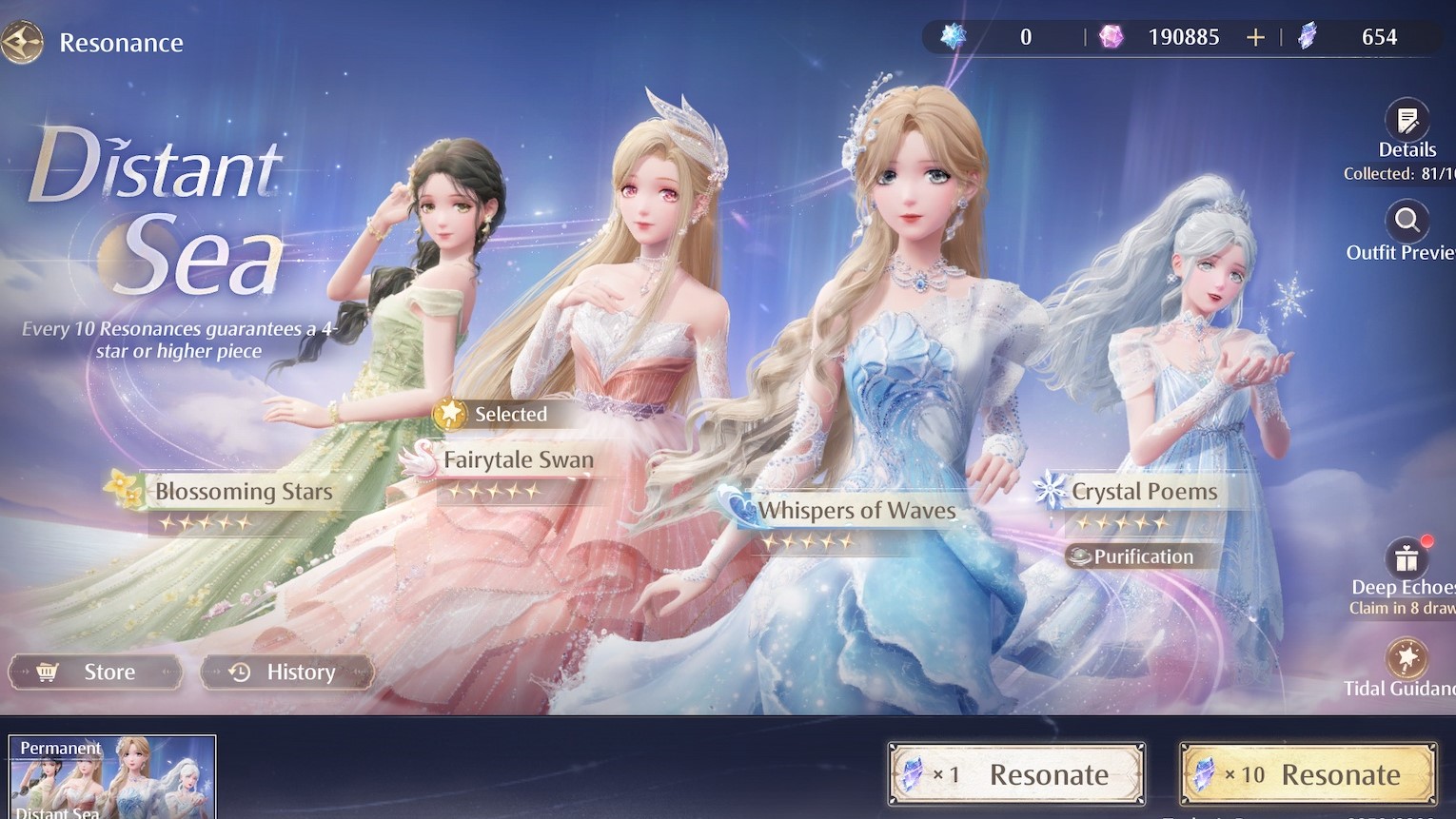 Menu de ressonância no Infinity Nikki.