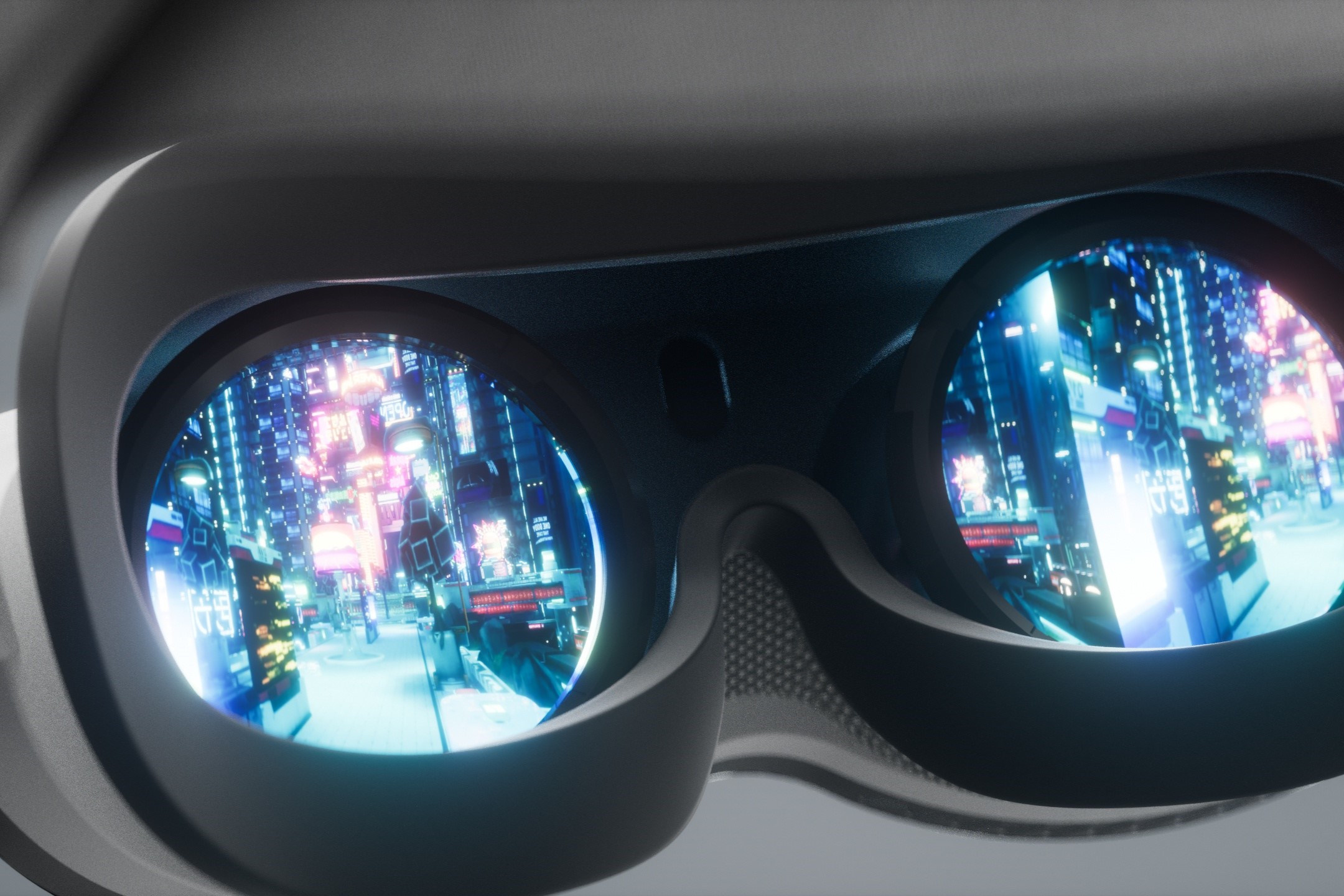 A render show a closeup of the Pimax Dream Air facial interface.