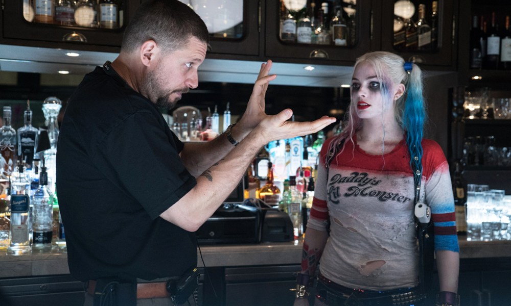 David Ayer directs Margot Robbie on the set of Suicide Squad.