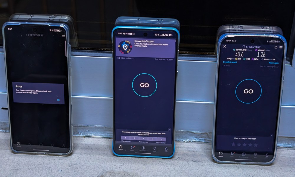 Testing the Holafly (left), Airalo (middle) and Nomad (right) eSIMs on the Oppo Find X8 series