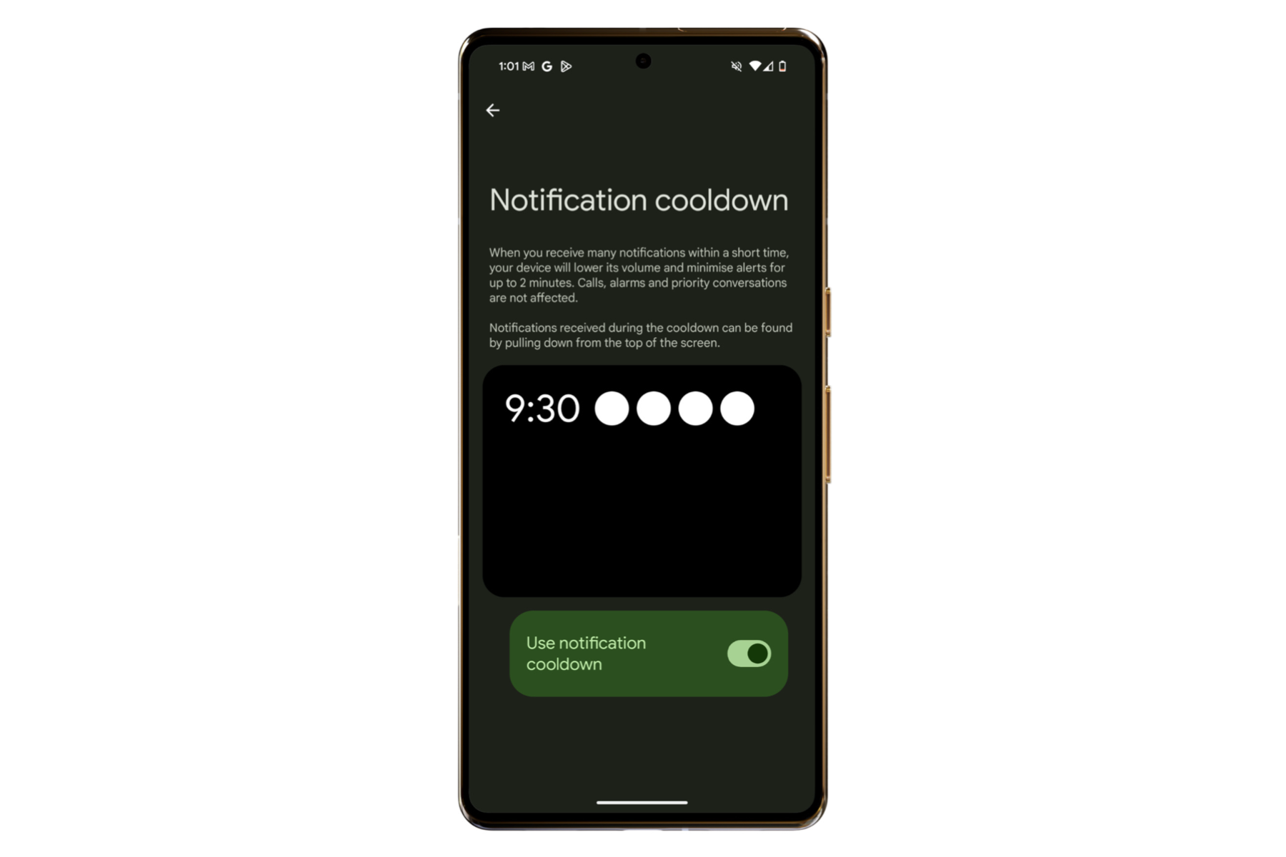 Alternar tiempo de espera de notificación en Android 16.