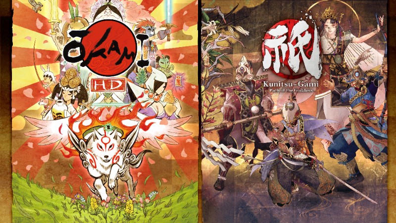 Arte principal do pacote Okami + Kunitsu-Gami