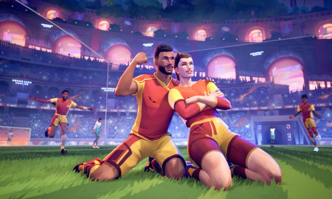 A screenshot of players celebrating in Rematch.