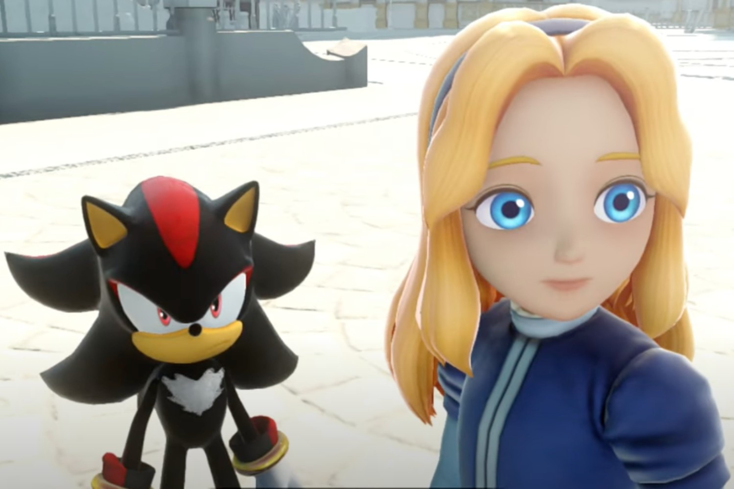 Shadow e Maria em uma cena de Sonic X Shadow Generations.