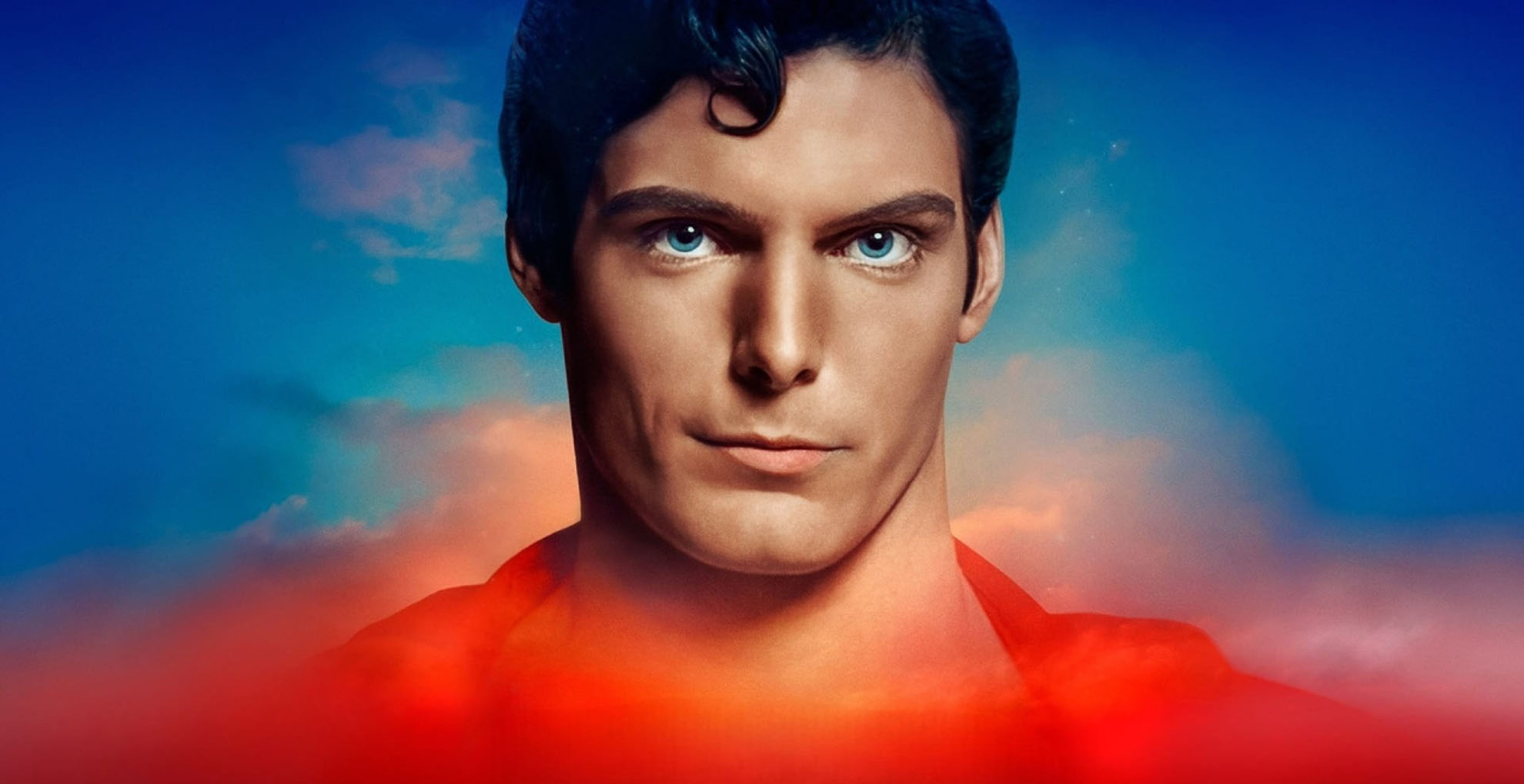 Christopher Reeve en el arte promocional de SuperMan: The Christopher Reeve Story Hero.