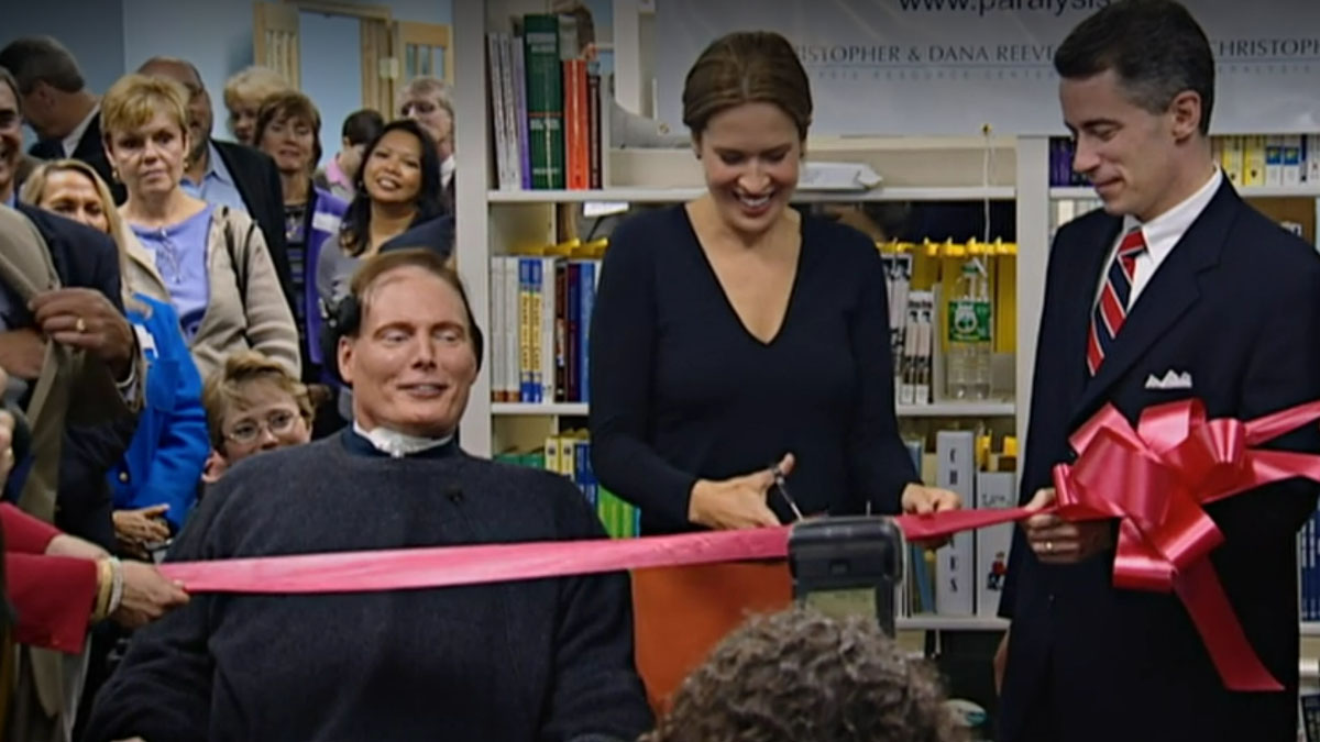 Christopher Reeves et Dana Reeves lors d'une cérémonie d'inauguration.