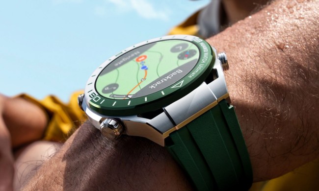 A Huawei smartwatch on a person's wrist.