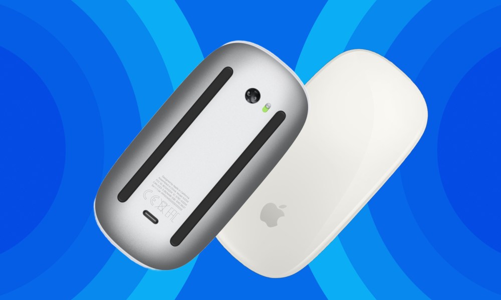 Rear and front view of Apple Magic Mouse.