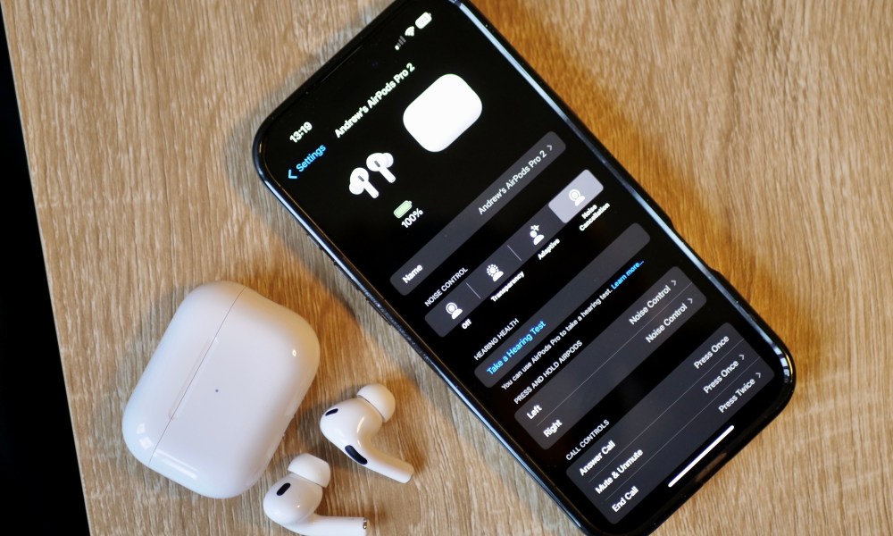 The Apple iPhone 16 Pro Max with AirPods Pro 2.