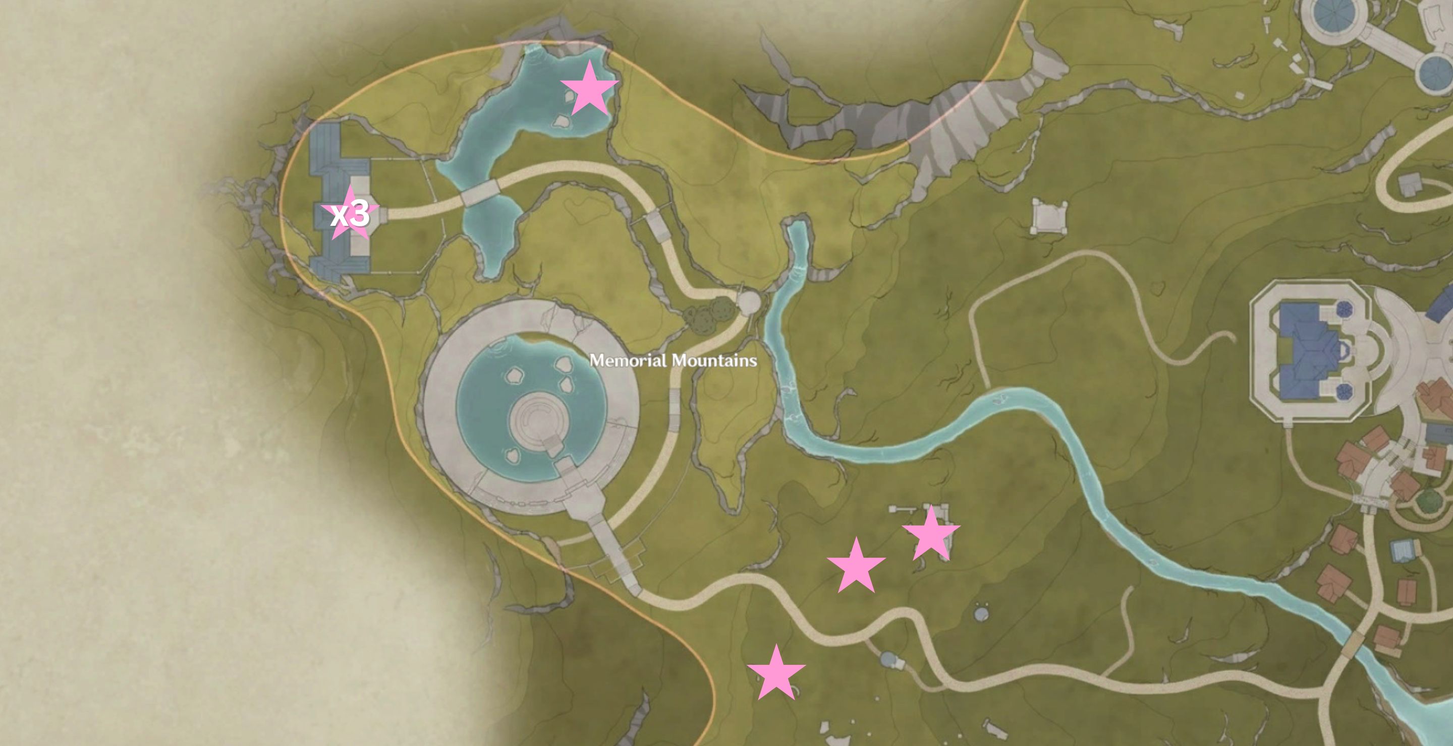 Infinity Nikki Whimstar mapa Memorial Mountains