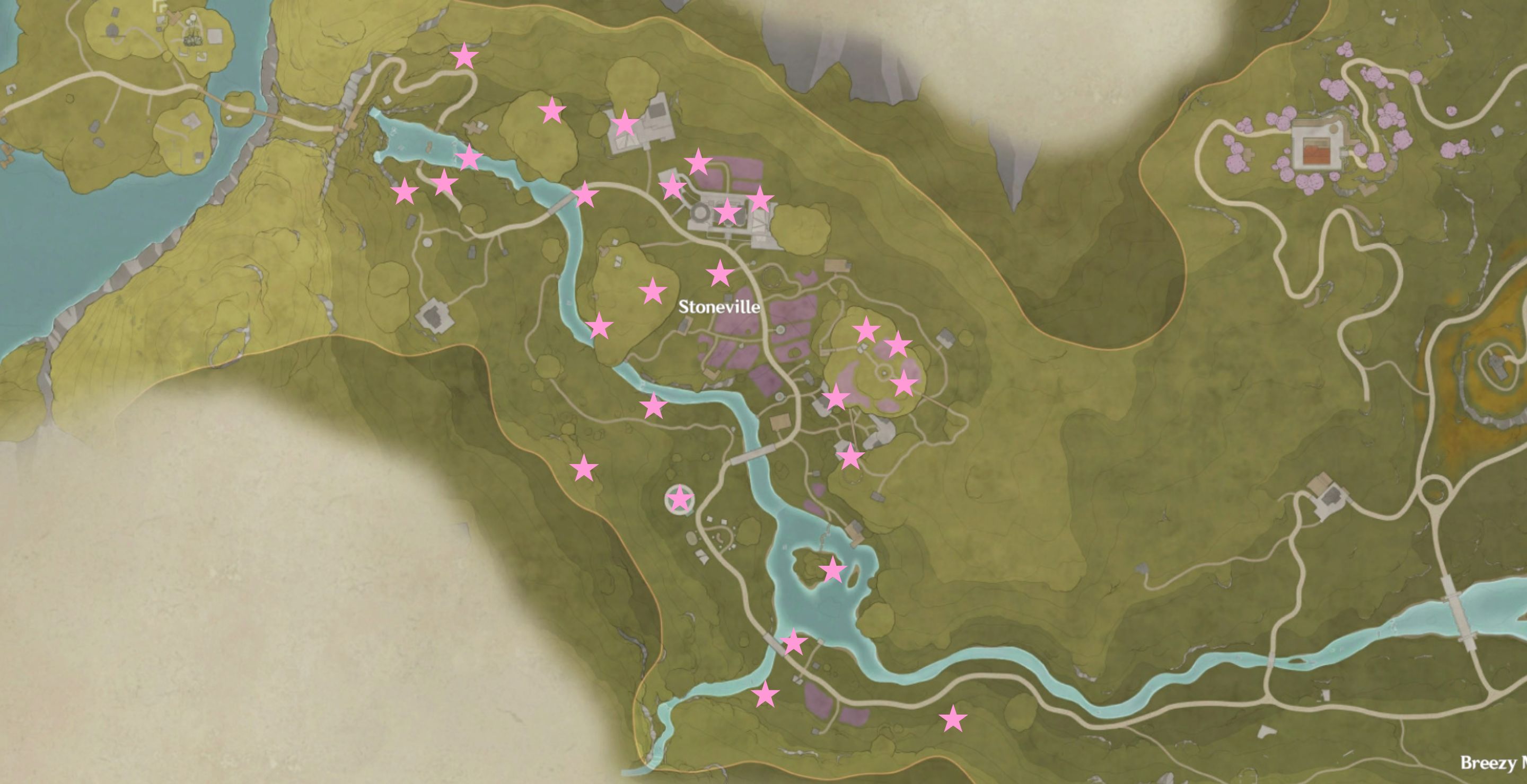 Mapa Infinity Nikki Whimstar de Stoneville