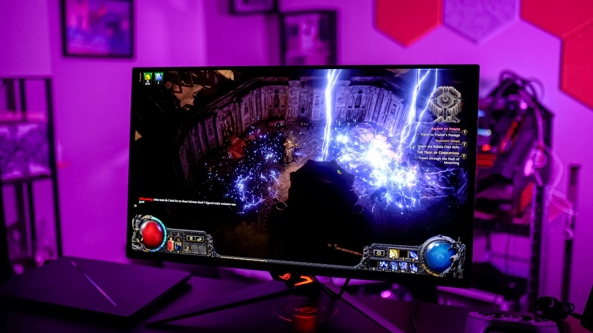 Path of Exile 2 fonctionnant sur un moniteur de jeu Asus.