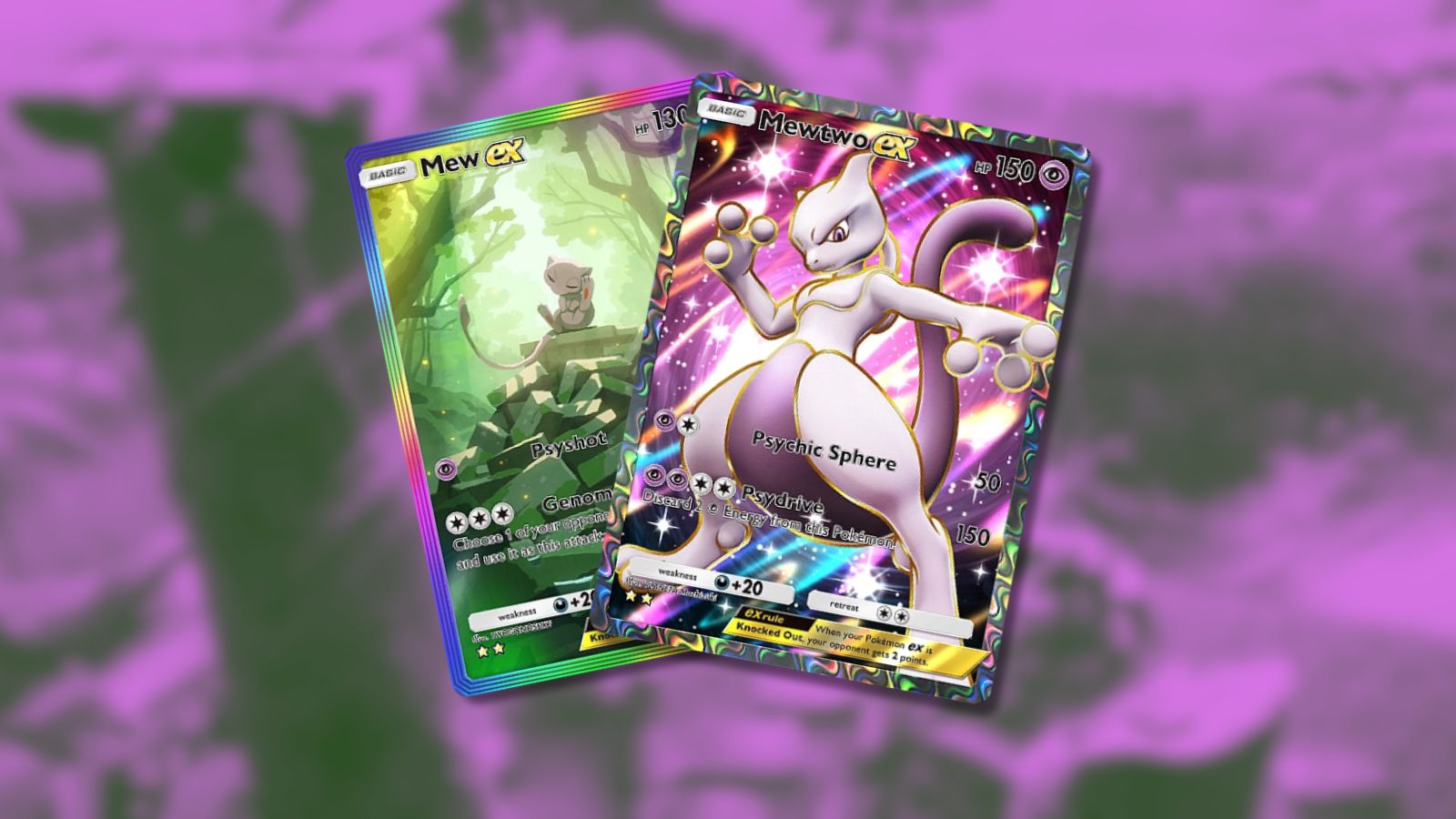 Cartas de Mew ex y Mewtwo ex en Pokémon TCG Pocket.