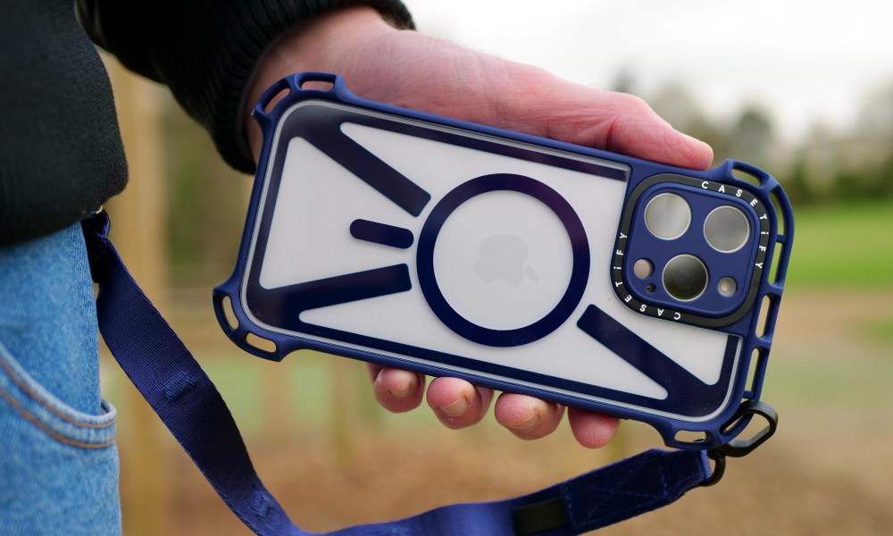 A person holding an iPhone 16 Pro Max in a Casetify Ultra Bounce case.