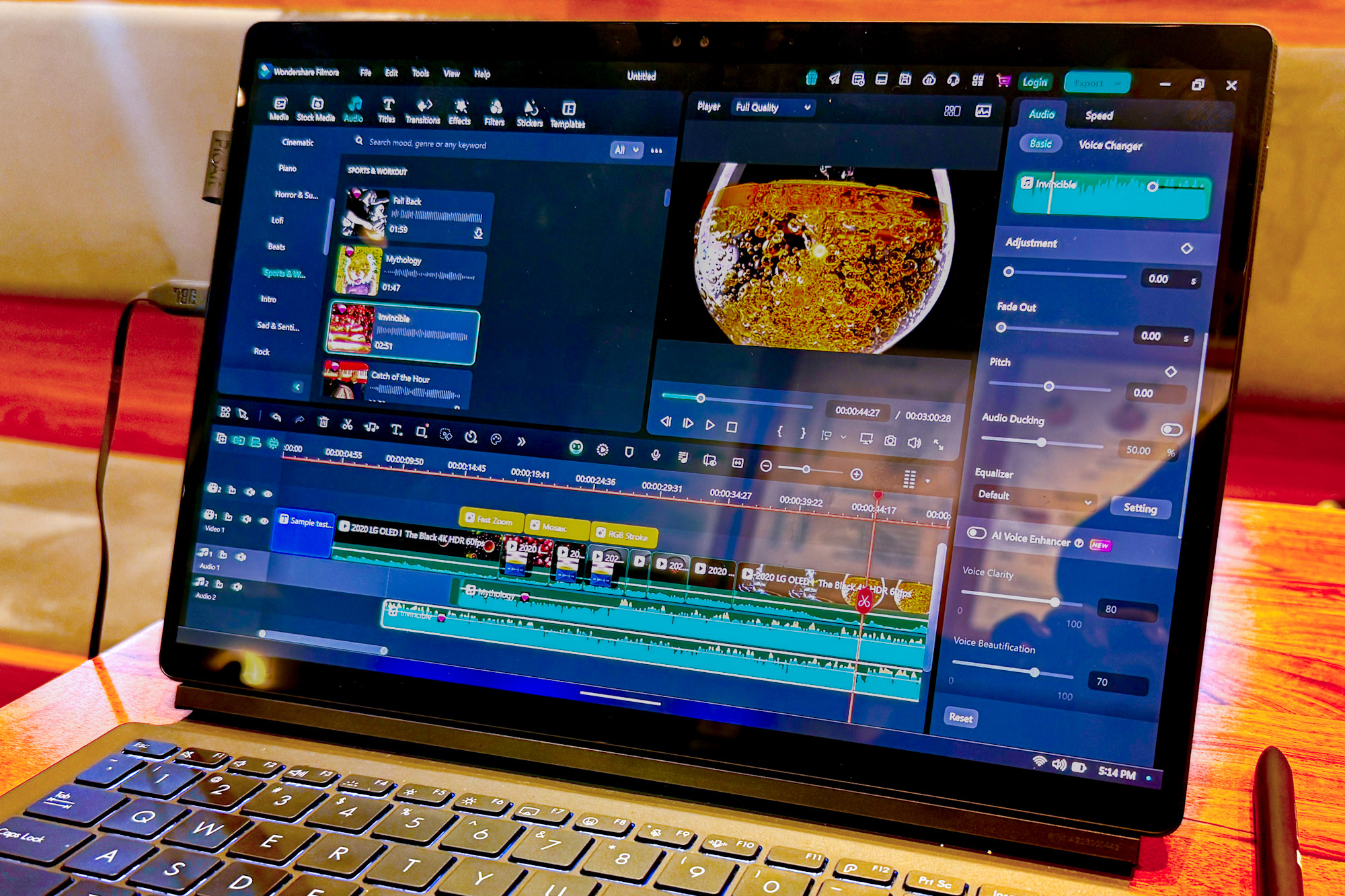 Video editing on Asus ProArt PZ13 tablet.