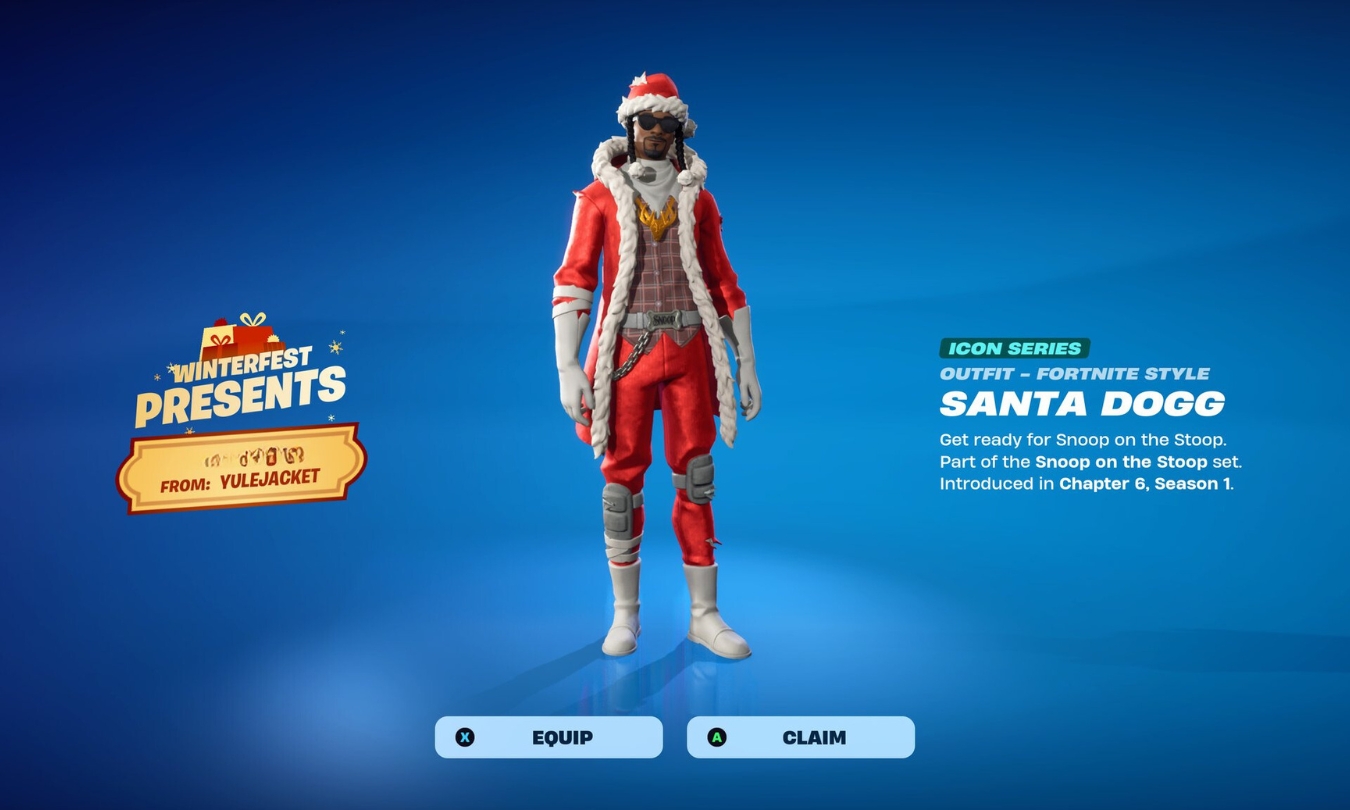 Reclamar la piel de Santa Dogg gratis en Fortnite