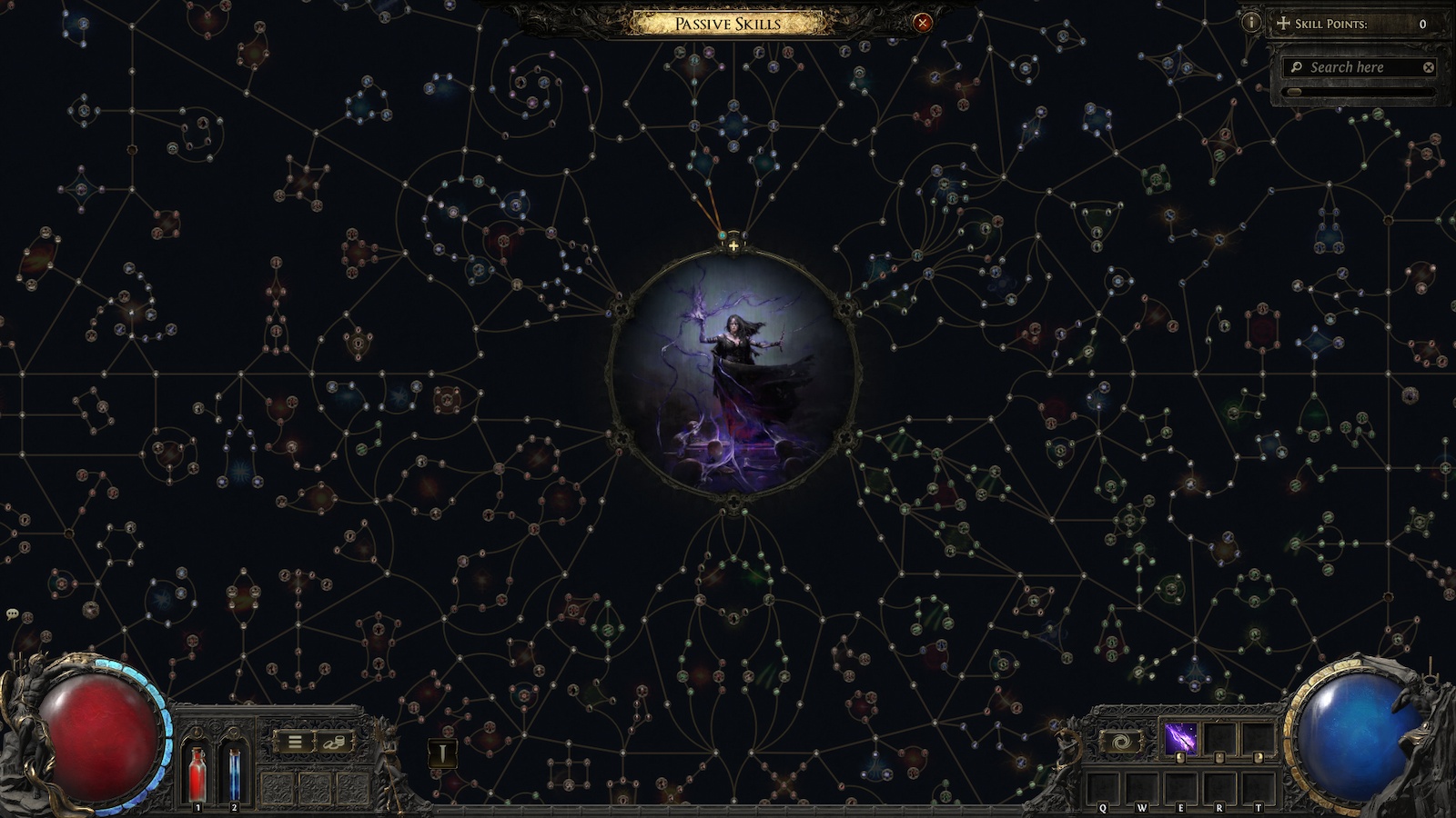 Árvore de habilidades de bruxa no Path of Exile 2.