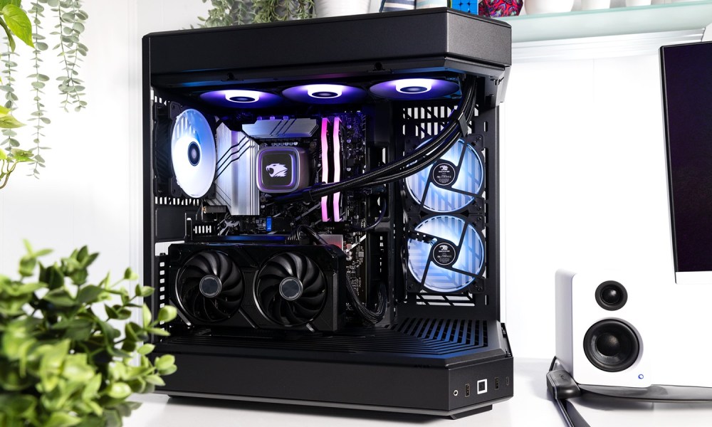 iBUYPOWER RTX for AI PCs side view of pre-built on sale hero