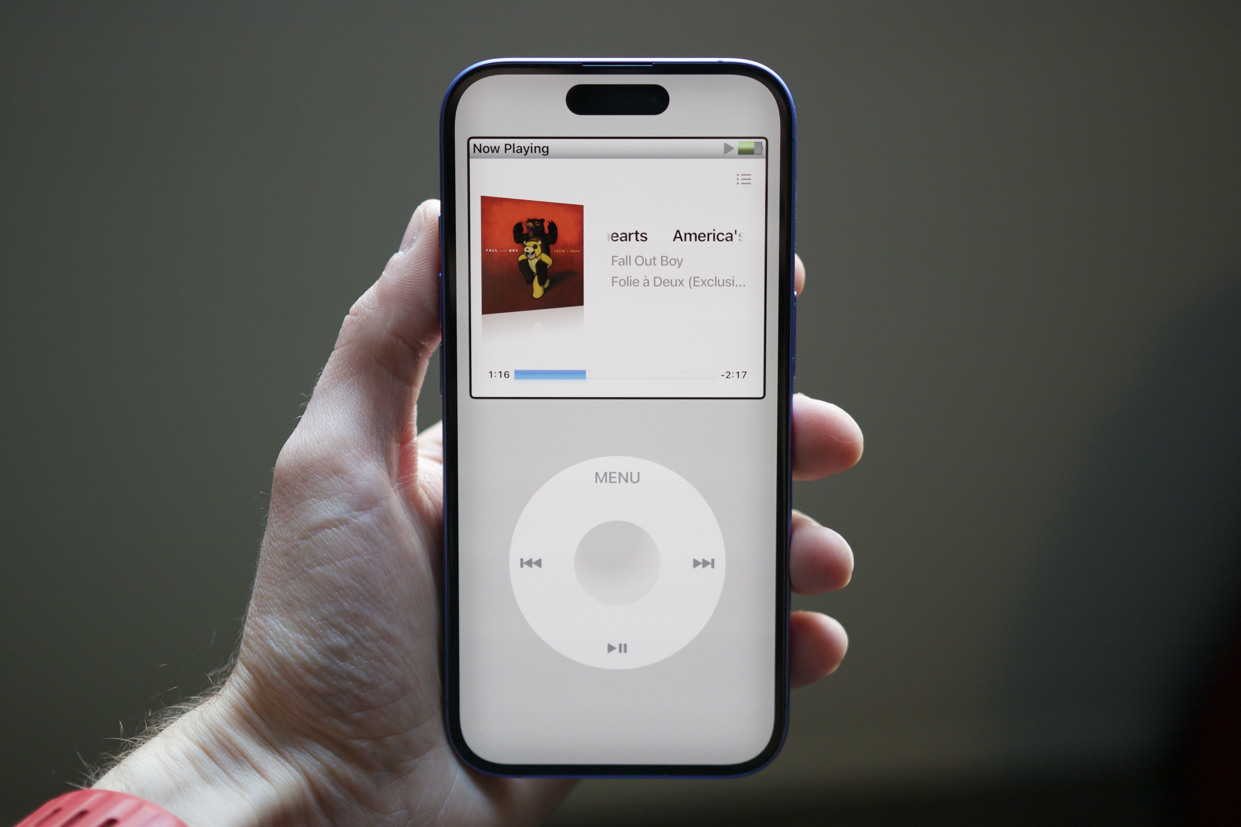 My Classic app on iPhone 16 showing iPod mode.